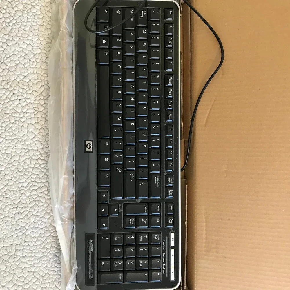 HP KU-0841 Wired USB Keyboard Black Silver 505060-371 Full Size QWERTY